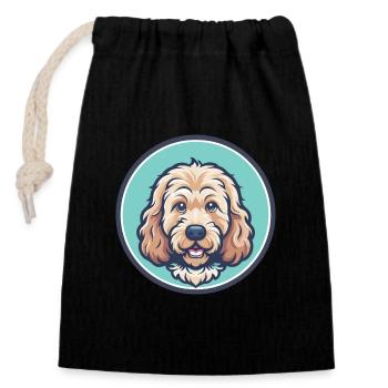 Cockapoo Hunderasse Bunte Karikatur Kawaii Clipart - Verschließbarer Geschenkbeutel aus Baumwolle (14x20cm) - Schwarz - Vorne