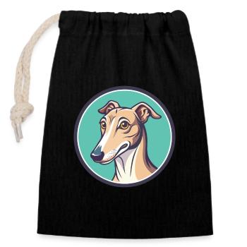 Galgo Español Hunderasse Cartoon Kawaii Clipart Haustier - Verschließbarer Geschenkbeutel aus Baumwolle (14x20cm) - Schwarz - Vorne