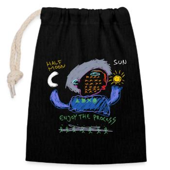 Profitez du processus - Sac cadeau en coton avec cordon (14 x 20 cm) - noir - Devant