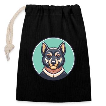 Molosse D’épire Chien Race Dessin Animé Kawaii - Sac cadeau en coton avec cordon (14 x 20 cm) - noir - Devant