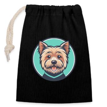 Norfolk Terrier Hunderasse Cartoon Kawaii Clipart - Verschließbarer Geschenkbeutel aus Baumwolle (14x20cm) - Schwarz - Vorne