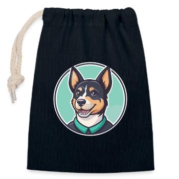 Perro De Presa Mallorquin Chien Race Dessin Animé Kawaii - Sac cadeau en coton avec cordon (14 x 20 cm) - bleu marine - Devant