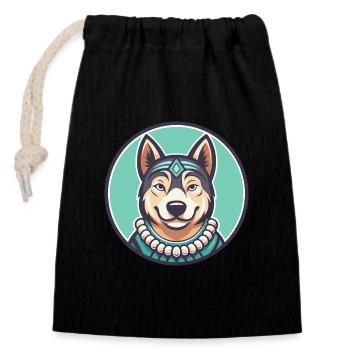 Polynesian Dog Breed Cartoon Kawaii Clipart Animal - Closable cotton gift bag (14x20cm) - black - Front