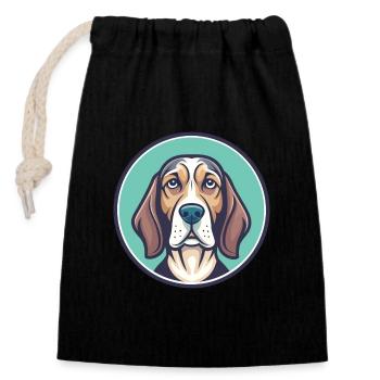 Jugoslawische Windhund Rasse Karikatur Kawaii Clipart - Verschließbarer Geschenkbeutel aus Baumwolle (14x20cm) - Schwarz - Vorne
