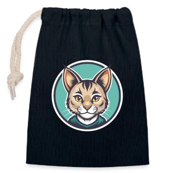 Pixie Bob Cat Breed Cartoon Kawaii Animal Pet - Closable cotton gift bag (14x20cm) - navy - Front
