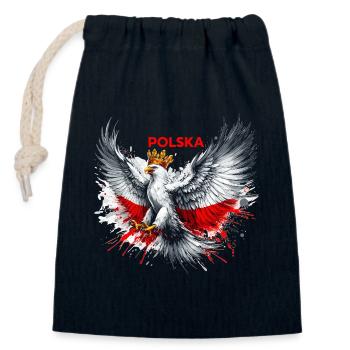 Poland Polska Polish Red White Eagle Crown Gift - Closable cotton gift bag (14x20cm) - navy - Front