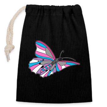 butterfly transgender, bigender, transsexual - Closable cotton gift bag (14x20cm) - black - Front