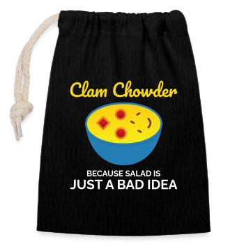 Clam Chowder Shellfish Hilarious Seafood Soup - Closable cotton gift bag (14x20cm) - black - Front