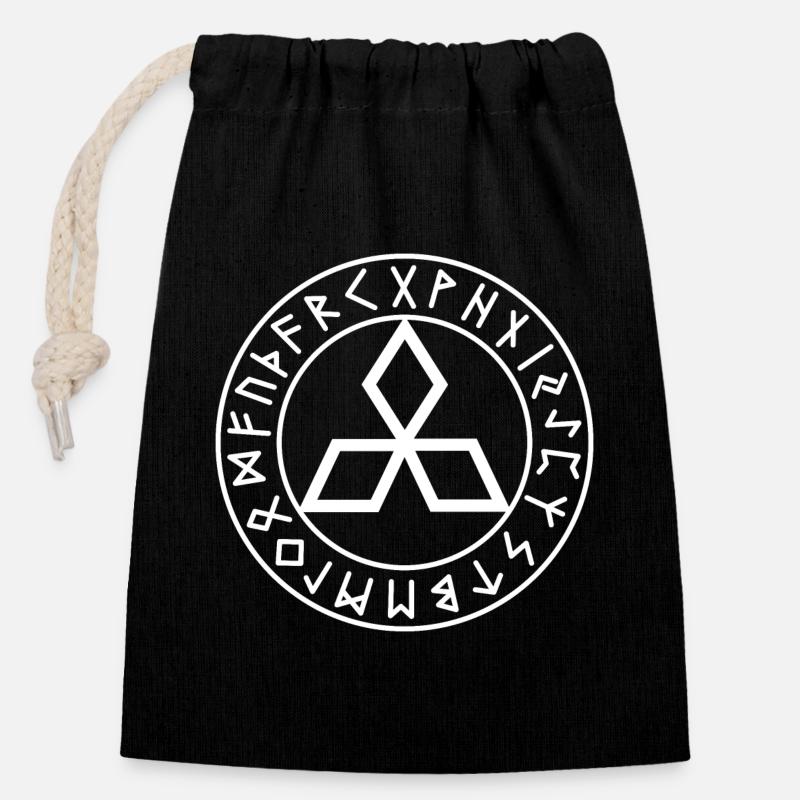 Triceps circle white runes - Closable cotton gift bag (14x20cm) - black