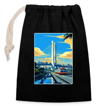 São Paulo Brasilien Reise Poster Souvenir Farbe WPA - Verschließbarer Geschenkbeutel aus Baumwolle (14x20cm) - Schwarz - Vorne