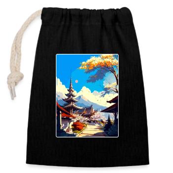 Chiang Mai Thailand Vintage Travel Poster Souvenir - Closable cotton gift bag (14x20cm) - black - Front