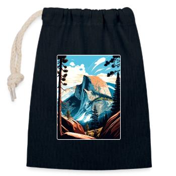 Yosemite Glacier Point Californie Affiche de voyage - Sac cadeau en coton avec cordon (14 x 20 cm) - bleu marine - Devant