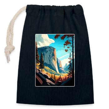 Yosemite El Capitan Californie Affiche de voyage WPA - Sac cadeau en coton avec cordon (14 x 20 cm) - bleu marine - Devant
