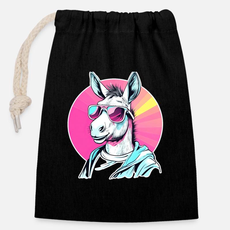 Sweat à capuche Pull Town Art avec lunettes de soleil - Sac cadeau en coton avec cordon (14 x 20 cm) - noir