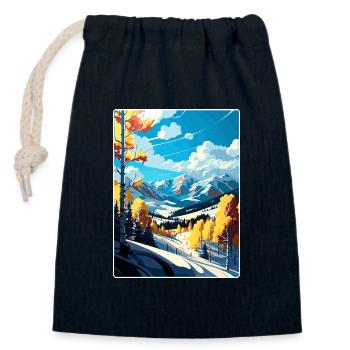Aspen Ski Resort Colorado Travel Poster Souvenir - Closable cotton gift bag (14x20cm) - navy - Front