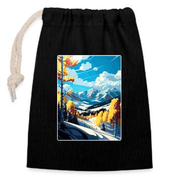 Aspen Ski Resort Colorado Reiseposter Souvenir - Verschließbarer Geschenkbeutel aus Baumwolle (14x20cm) - Schwarz - Vorne