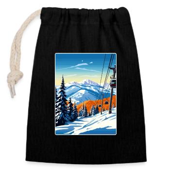 Aspen Ski Skifahren Reise Poster Souvenir Farbe WPA - Verschließbarer Geschenkbeutel aus Baumwolle (14x20cm) - Schwarz - Vorne