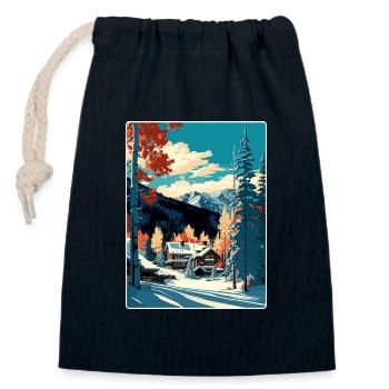 Aspen Ski Skiing Travel Poster Souvenir Paint WPA - Closable cotton gift bag (14x20cm) - navy - Front