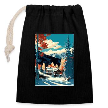 Aspen Ski Skifahren Reise Poster Souvenir Farbe WPA - Verschließbarer Geschenkbeutel aus Baumwolle (14x20cm) - Schwarz - Vorne