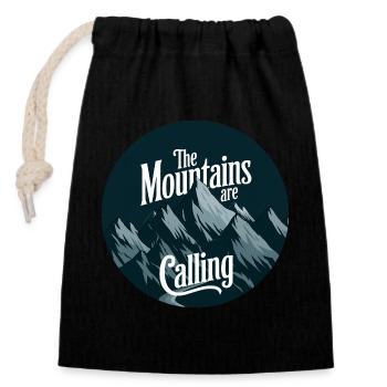 Mountaineering Design - Wanderlust and Wanderlust - Closable cotton gift bag (14x20cm) - black - Front