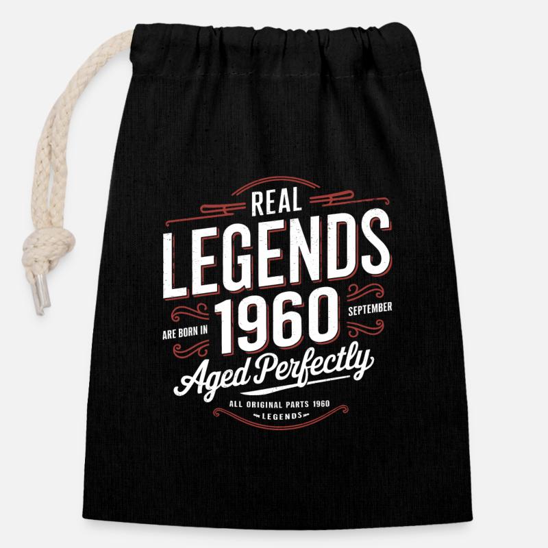 Légendes de Septembre 1960 - Sac cadeau en coton avec cordon (14 x 20 cm) - noir