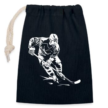 Eishockeyspieler Zeichnung - Verschließbarer Geschenkbeutel aus Baumwolle (14x20cm) - Navy - Vorne