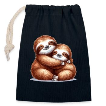 Faultiere Faultier kuscheln Geschenk - Verschließbarer Geschenkbeutel aus Baumwolle (14x20cm) - Navy - Vorne
