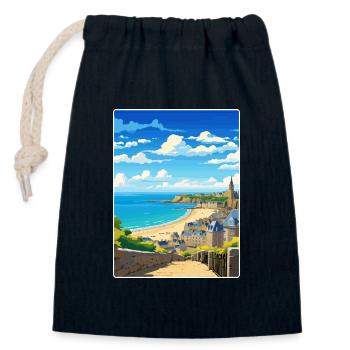 Saint Malo France Travel Poster Souvenir Paint WPA - Closable cotton gift bag (14x20cm) - navy - Front