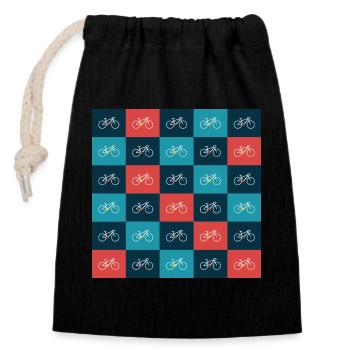 Vibrant Bicycle Pattern Artwork - Closable cotton gift bag (14x20cm) - black - Front