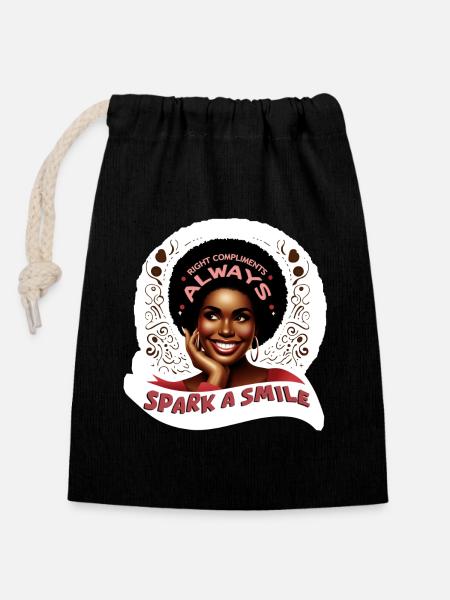 ENTFACHEN SIE EIN LÄCHELN - Verschließbarer Geschenkbeutel aus Baumwolle (14x20cm) - Schwarz