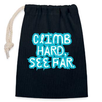Grimpez fort, voyez loin. - Sac cadeau en coton avec cordon (14 x 20 cm) - bleu marine - Devant