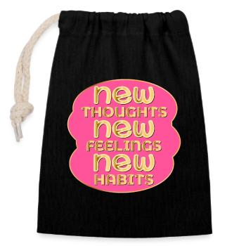 PENSÉES SENTIMENTS HABITUDES - Psychologie - Sac cadeau en coton avec cordon (14 x 20 cm) - noir - Devant