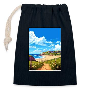 Holywell Bay, Cornwall, England, Reiseposterkarte - Verschließbarer Geschenkbeutel aus Baumwolle (14x20cm) - Navy - Vorne