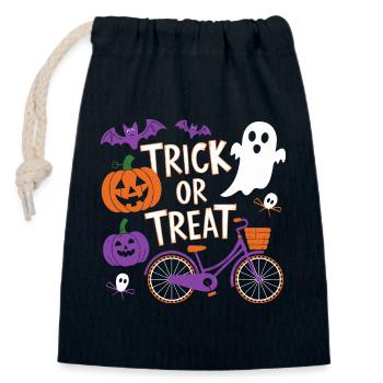 Halloween Fahrrad Süßes oder Saures Design - Verschließbarer Geschenkbeutel aus Baumwolle (14x20cm) - Navy - Vorne