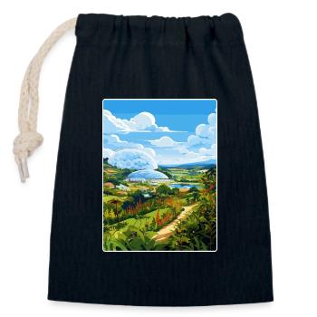 Eden Project Angleterre Affiche de voyage Souvenir WPA - Sac cadeau en coton avec cordon (14 x 20 cm) - bleu marine - Devant