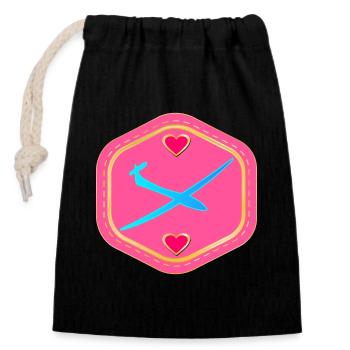 GLIDER - LOVE GLIDING - Closable cotton gift bag (14x20cm) - black - Front