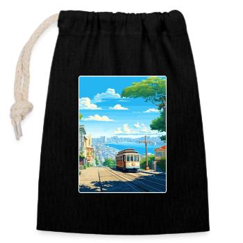 Affiche de voyage du Golden Gate de San Francisco en Californie - Sac cadeau en coton avec cordon (14 x 20 cm) - noir - Devant