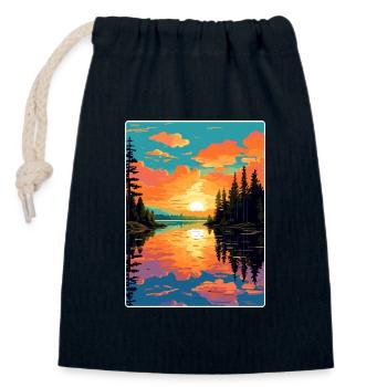 Lac Hubert Affiche de voyage Souvenir Carte Postale Peinture - Sac cadeau en coton avec cordon (14 x 20 cm) - bleu marine - Devant