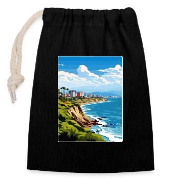 Lima Peru Travel Poster Souvenir Postcard Painting - Closable cotton gift bag (14x20cm) - black - Front
