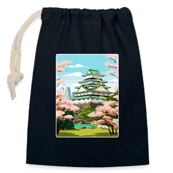 Osaka Japon Voyage Affiche Souvenir Carte Postale Peinture - Sac cadeau en coton avec cordon (14 x 20 cm) - bleu marine - Devant