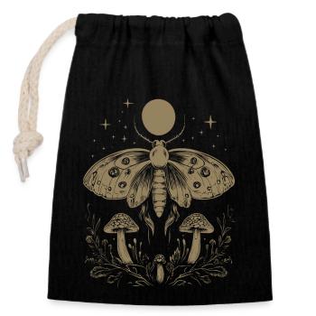 Moth Fairycore Goth Grunge - Sac cadeau en coton avec cordon (14 x 20 cm) - noir - Devant