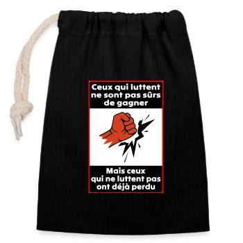 Those who struggle - Closable cotton gift bag (14x20cm) - black - Front