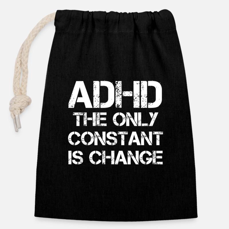 ADHD - Gavepose av bomull med lukkemekanisme (14x20cm) - svart