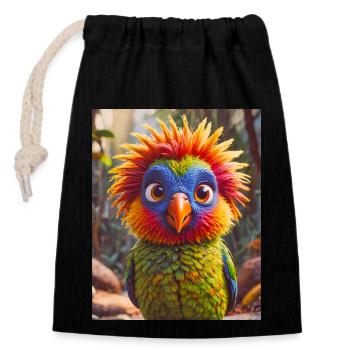 super süßes australisches Tier Regenbogenlorikeet - Verschließbarer Geschenkbeutel aus Baumwolle (14x20cm) - Schwarz - Vorne
