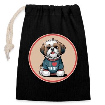 I Love Shih Tzus The cute lion dog to cuddle - Closable cotton gift bag (14x20cm) - black - Front