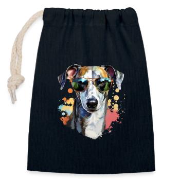 Greyhound mit Sonnenbrille - Verschließbarer Geschenkbeutel aus Baumwolle (14x20cm) - Navy - Vorne