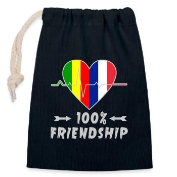 Mali und Frankreich 100% Freundschaft - Verschließbarer Geschenkbeutel aus Baumwolle (14x20cm) - Navy - Vorne
