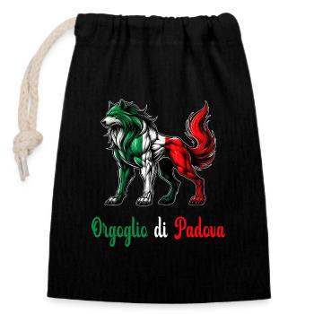 The pride of Padova Italy flag - Closable cotton gift bag (14x20cm) - black - Front
