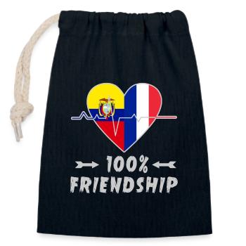 Ecuador und Frankreich 100% Freundschaft - Verschließbarer Geschenkbeutel aus Baumwolle (14x20cm) - Navy - Vorne