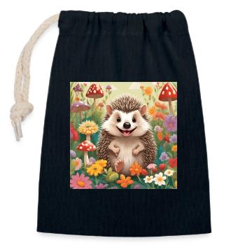 Igel, Baby, Kind, Neugeborenes - Verschließbarer Geschenkbeutel aus Baumwolle (14x20cm) - Navy - Vorne
